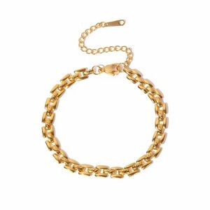 18K Gold Plated Lightweight Geometric Link Bracelet